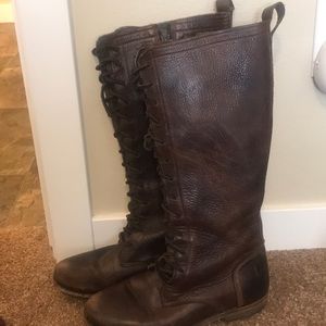Shin high Lace up leather boots